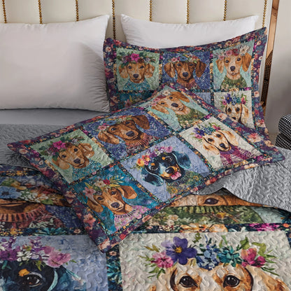 Shineful All Season Quilt 3-Piece Set - Dachshund Blooms
