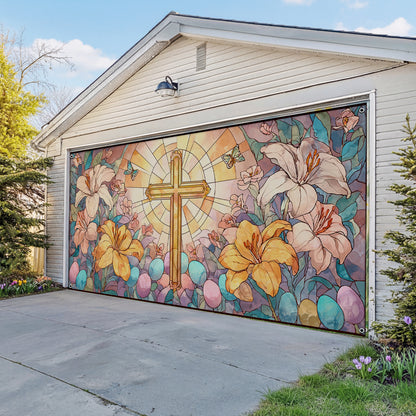 Shineful Garage Door Banner Decoration Easter Radiant Cross