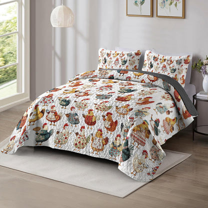 Shineful All Season Quilt 3-Piece Set Farmhouse Hen