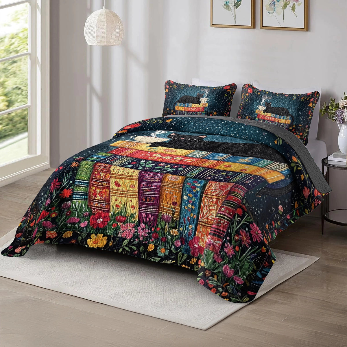 Shineful All Season Quilt 3-Piece Set - Reading Cat Nap