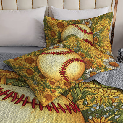 Shineful All Season Quilt 3-Piece Set Sunflower Softball