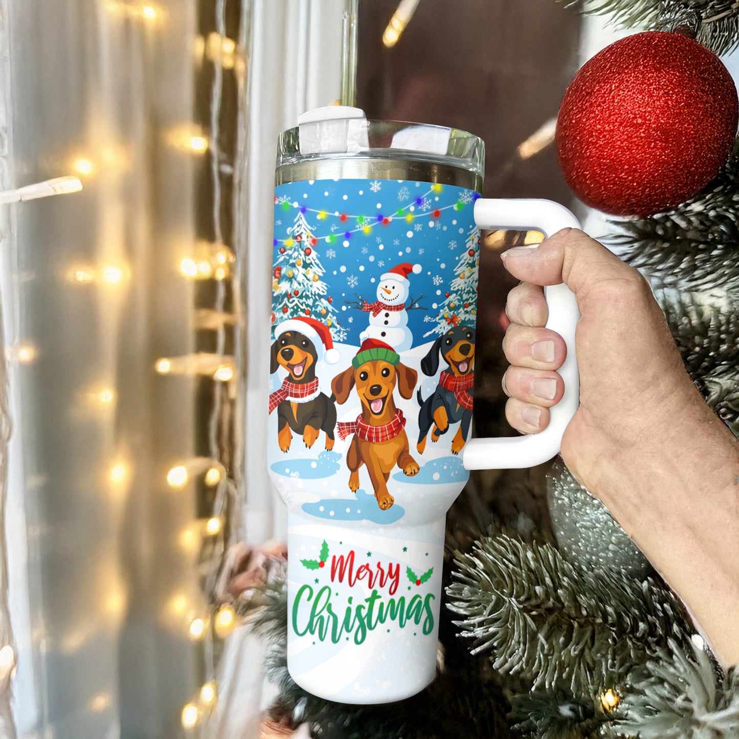 Shineful Tumbler Cheerful Christmas Dachshund