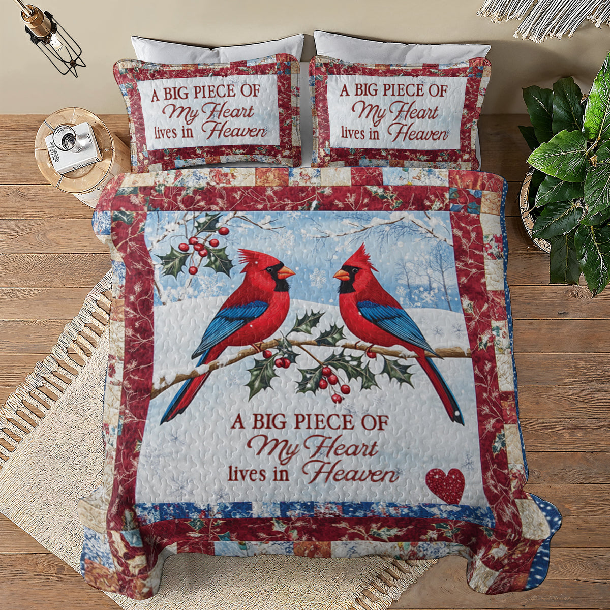 Shineful All Season Quilt 3-Piece Set Cardinal Memoria - A Heartfelt Tribute