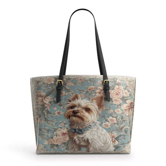 Shineful Leather Tote Bag Royal Yorkie Elegance