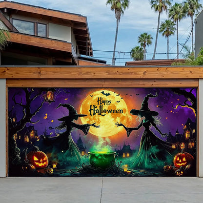 Shineful Garage Door Banner Decoration - Moonlit Witches