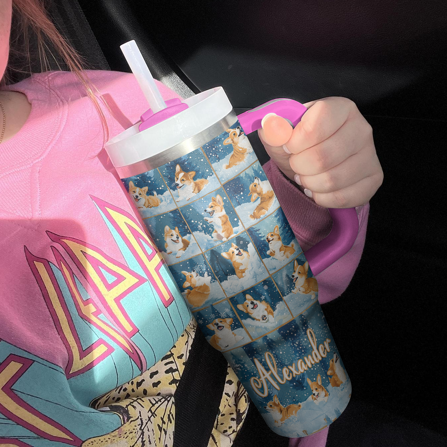 Shineful Personalized Tumbler Corgi Winter Wonderland