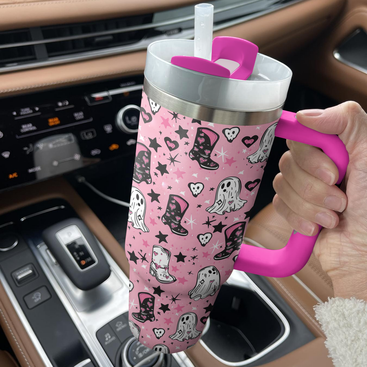 Shineful Tumbler Ghostly Pink Cowgirl