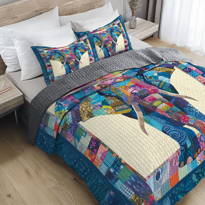 Shineful All Season Quilt 3-Piece Set Elephant Journey Comforter