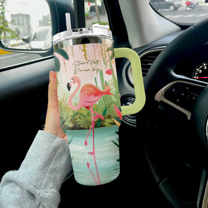 Flamingo 40 Oz Shineful™ Tumbler Stand Tall Dream Big Nl09 Green 40Oz