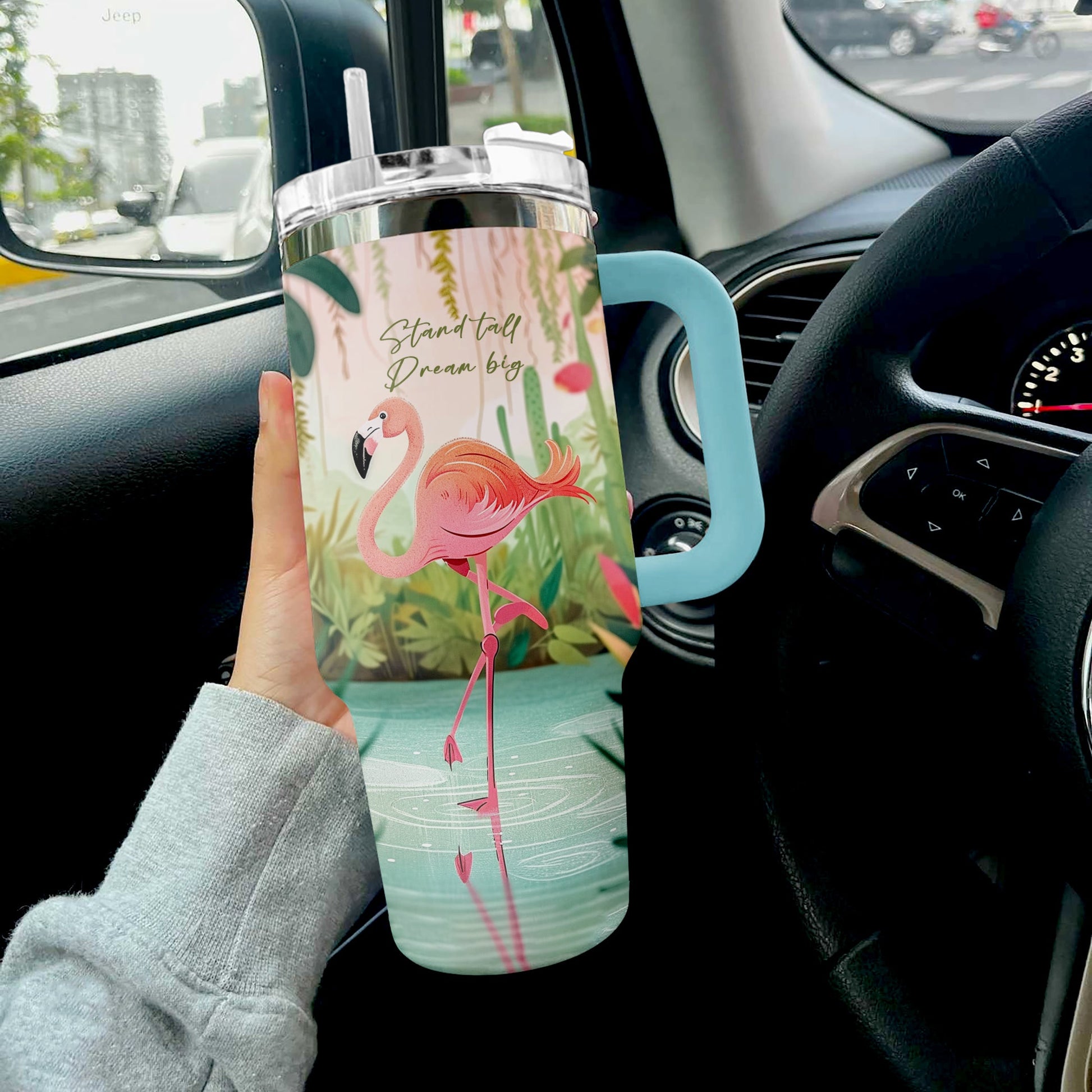 Flamingo 40 Oz Shineful™ Tumbler Stand Tall Dream Big Nl09 Sky Blue 40Oz