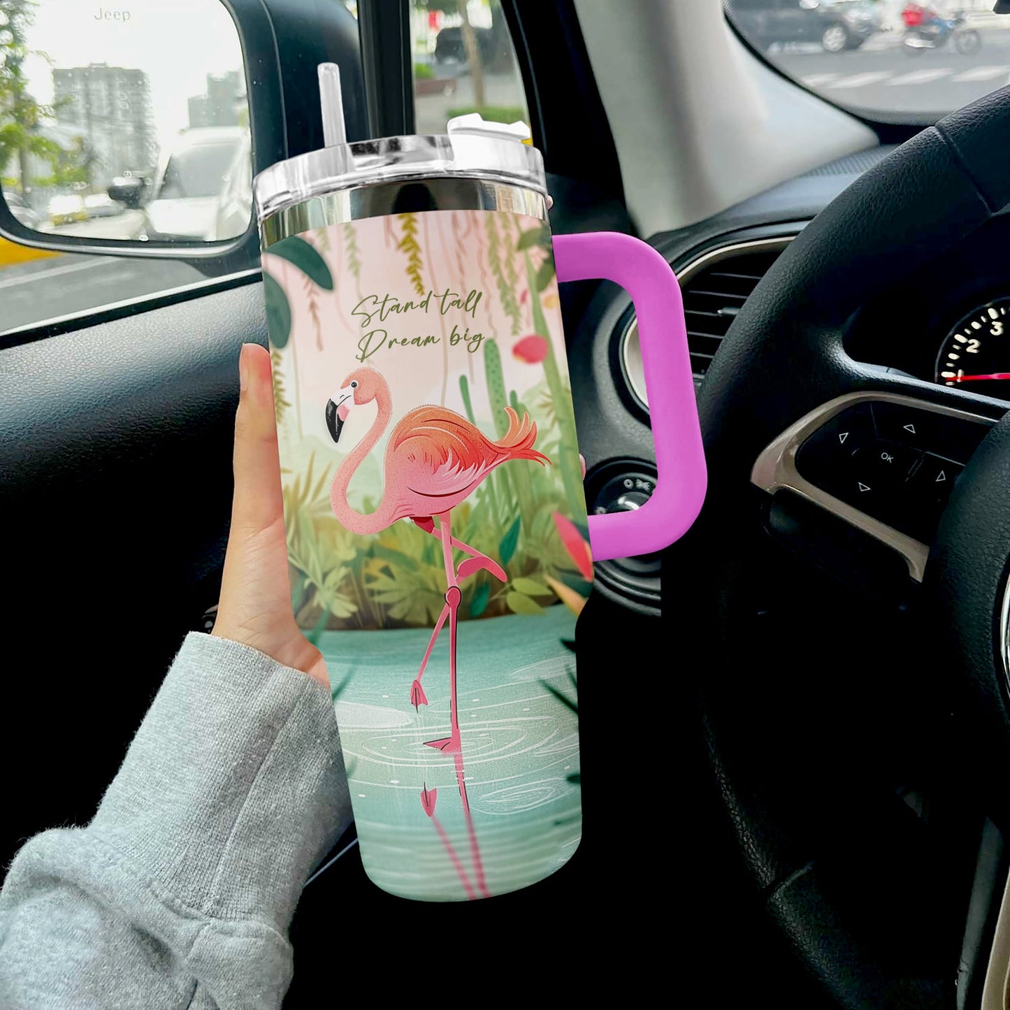 Flamingo 40 Oz Shineful™ Tumbler Stand Tall Dream Big Nl09 Hot Pink 40Oz