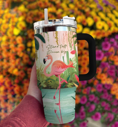 Flamingo 40 Oz Shineful™ Tumbler Stand Tall Dream Big Nl09 Black 40Oz