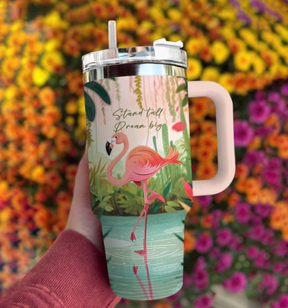 Flamingo 40 Oz Shineful™ Tumbler Stand Tall Dream Big Nl09 40Oz