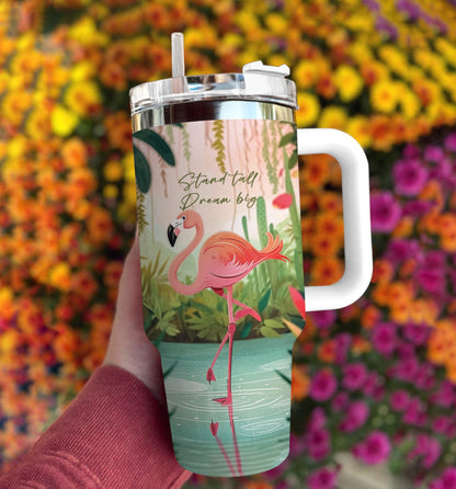 Flamingo 40 Oz Shineful™ Tumbler Stand Tall Dream Big Nl09 White 40Oz