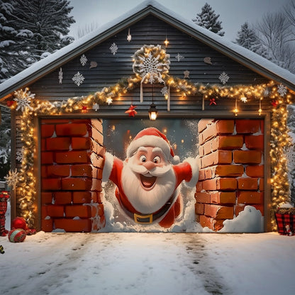 Shineful Garage Door Banner Decoration Santa’s Festive Breakthrough