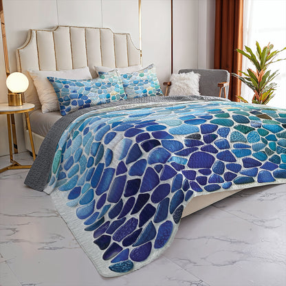 Shineful All Season Quilt 3-Piece Set Ocean Pebbles