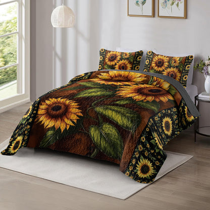 Shineful All Season Quilt 3-Piece Set Sunflower Garden v1