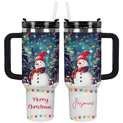 Shineful Tumbler Personalized Snowman Under Christmas Light