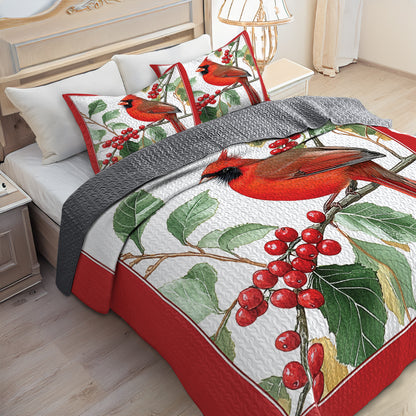 Shineful All Season Quilt 3-Piece Set Vivid Cardinal