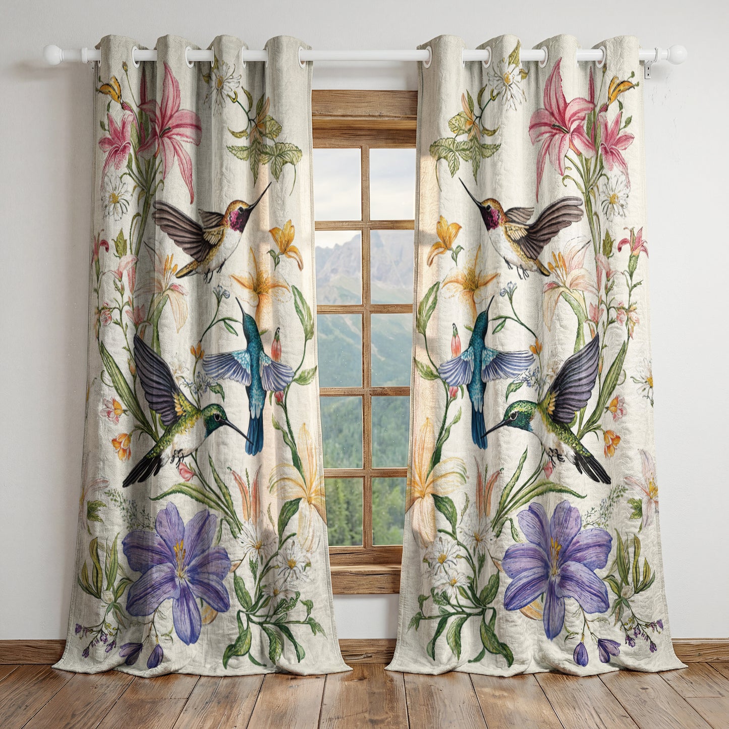 Shineful Quilted Curtain Hummingbird Winged Bloom