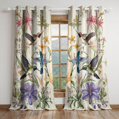 Shineful Quilted Curtain Hummingbird Winged Bloom
