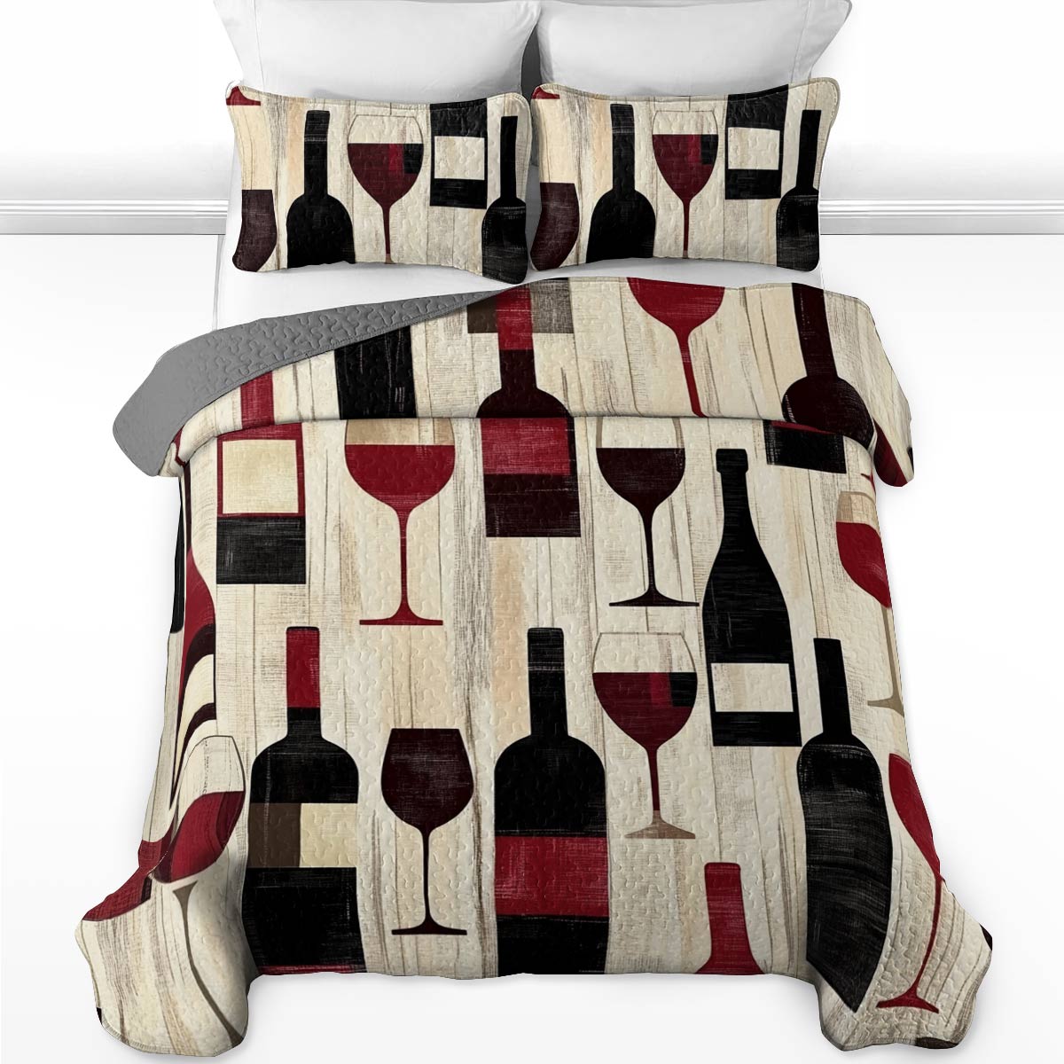 Shineful All Season Quilt 3-Piece Set Lustrous Wine