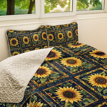 Shineful All Season Quilt 3-Piece Set Sunflower Dreamscapes
