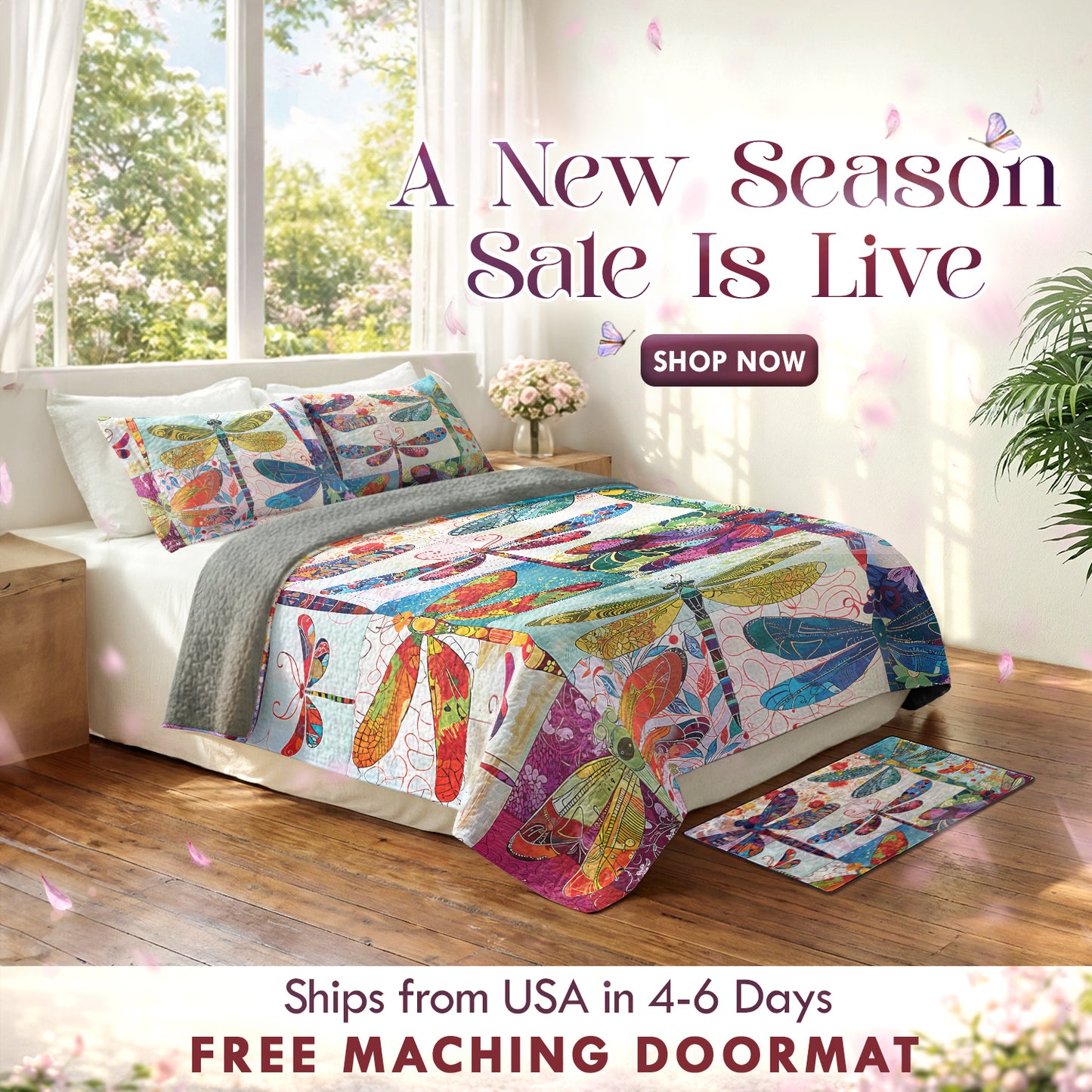 Shineful Quilt 3-Piece Set Dragonfly Harmony