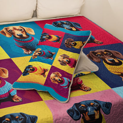 Shineful All Season Quilt 3-Piece Set Pop Art Dachshund