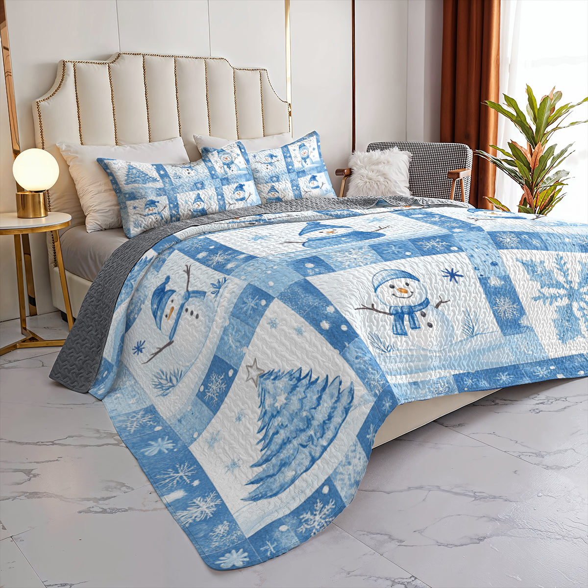 Shineful All Season Quilt 3-Piece Set Frosty Snowman Winter