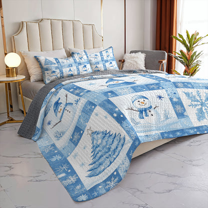Shineful All Season Quilt 3-Piece Set Frosty Snowman Winter