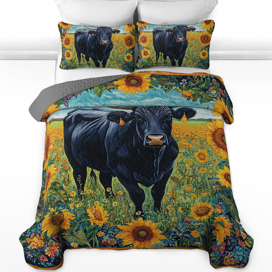 Shineful All Season Quilt 3-Piece Set - Angus With Sunflowers