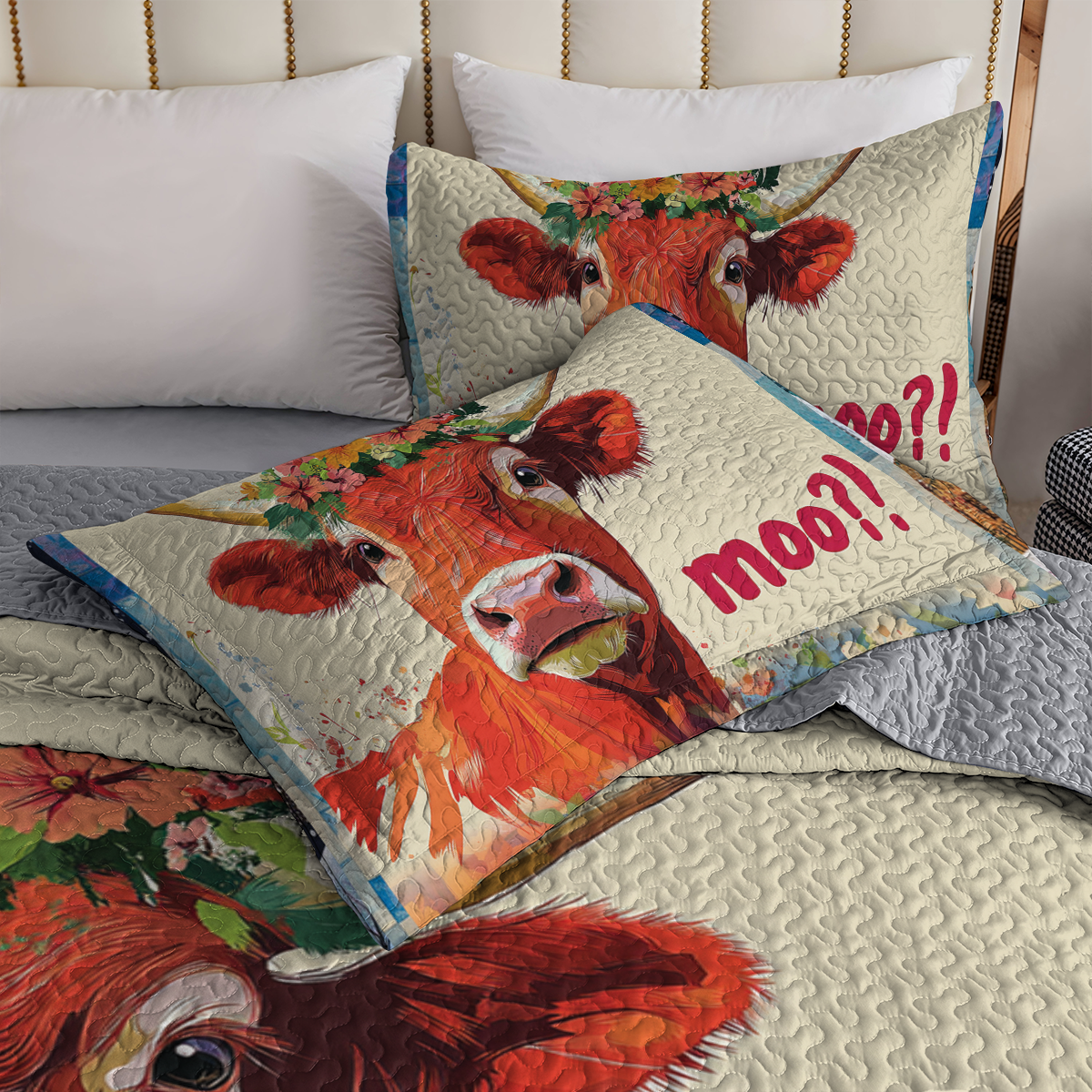 Shineful All Season Quilt 3-Piece Set - Moo-ment of Surprise Cow
