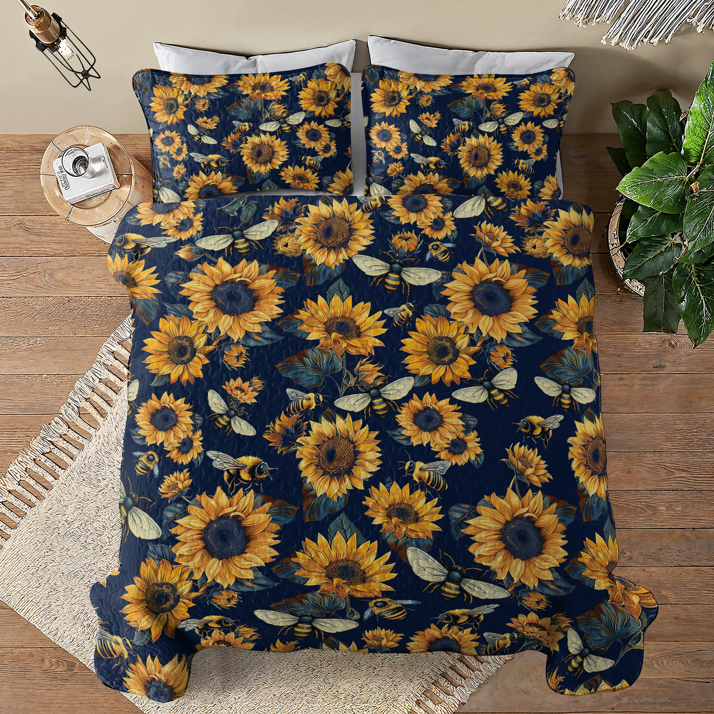 Shineful All Season Quilt 3-Piece Set Bee & Sunflower Vibes