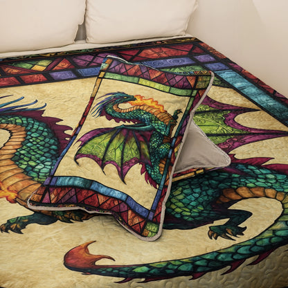 Shineful All Season Quilt 3-Piece Set - Mystic Flames Dragon