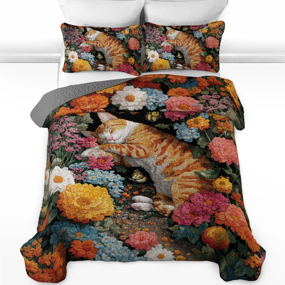 Shineful All Season Quilt 3-Piece Set Where The Cat Dreams