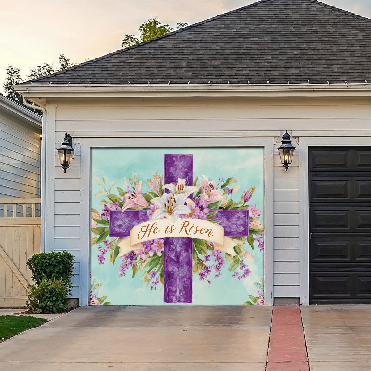 Shineful Garage Door Banner Decoration Catholic Resurrection