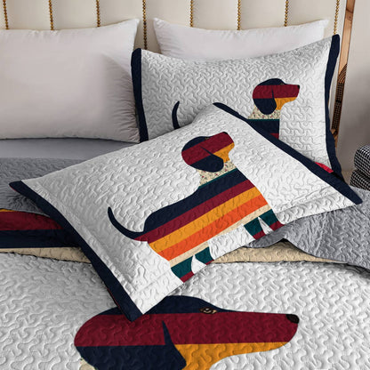 Shineful All Season Quilt 3-Piece Set Striped Dachshund
