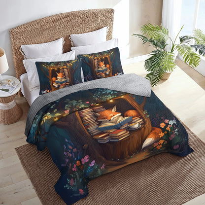 Shineful All Season Quilt 3-Piece Set - Reading Cozy Fox