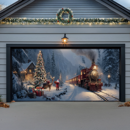 Shineful Garage Door Banner Decoration Christmas Cabin Express