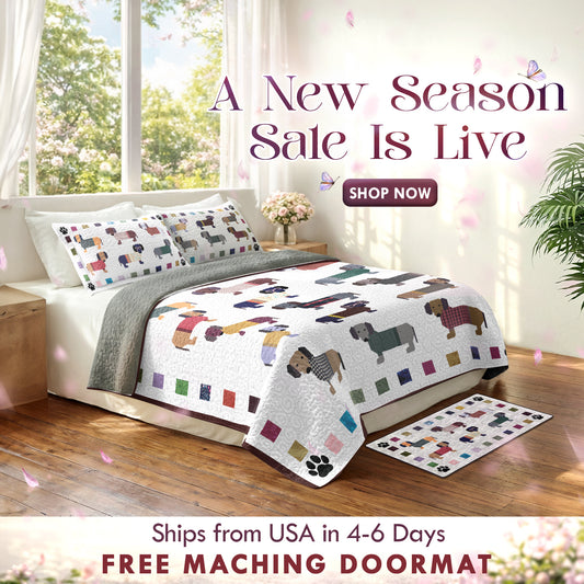 Shineful Quilt 3-Piece Set Dachshund Paws and Patches