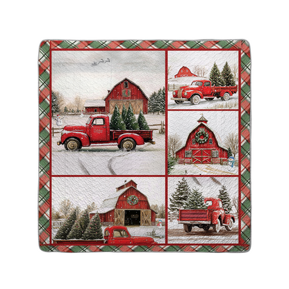 Shineful All Season Quilt 3-Piece Set Vintage Red Truck Christmas