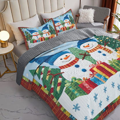 Shineful All Season Quilt 3-Piece Set Snowman Christmas