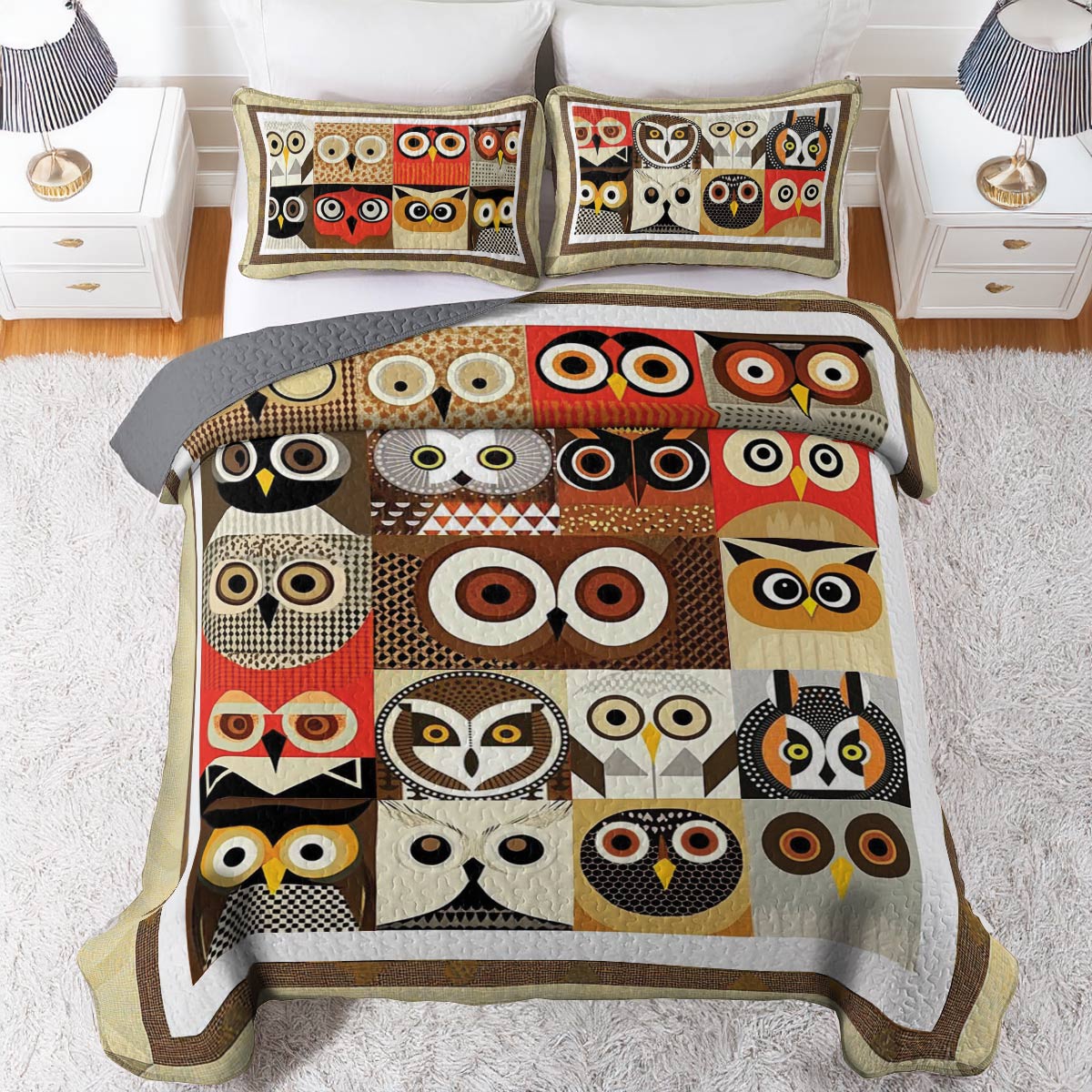 Shineful All Season Quilt 3-Piece Set Owl Jamboree