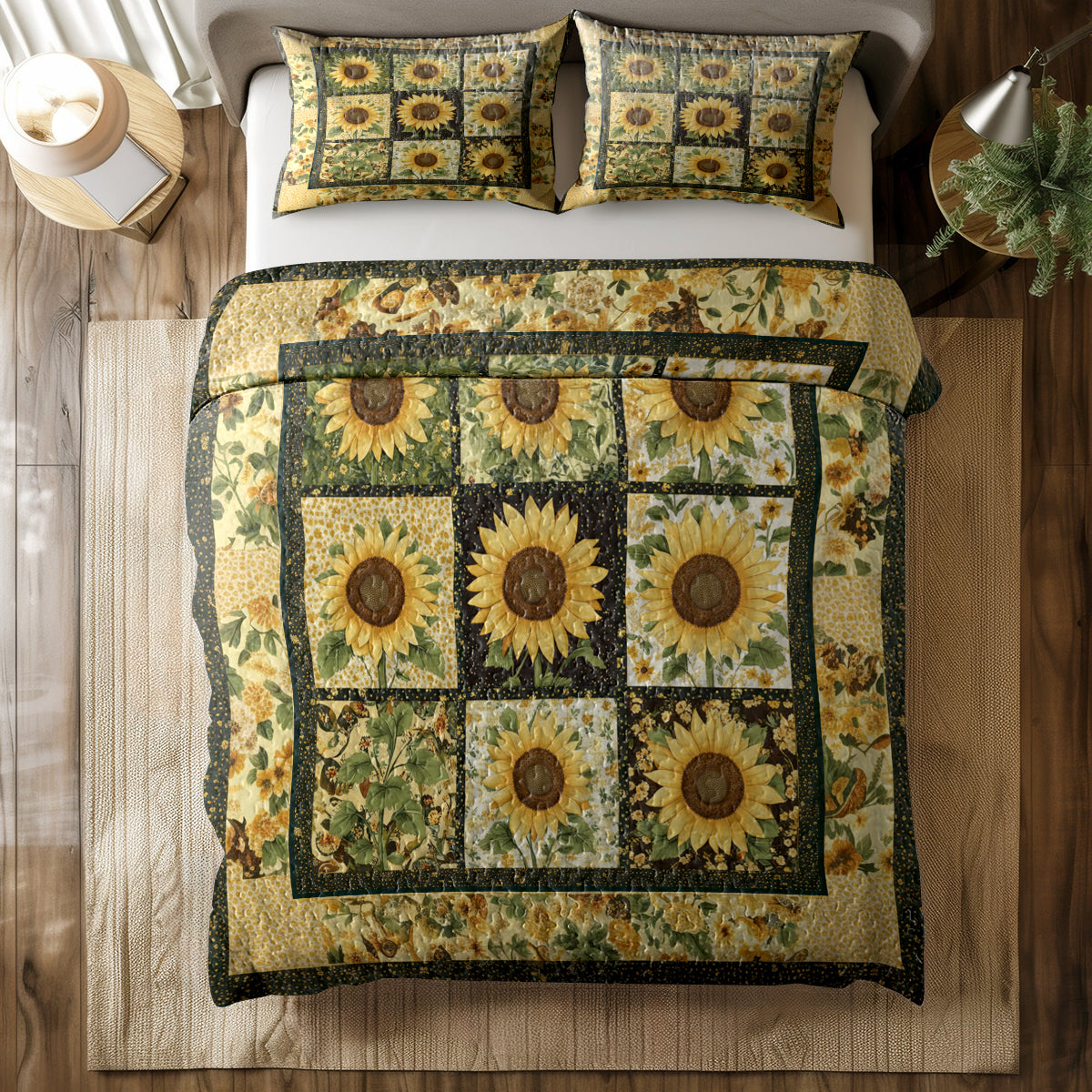 Shineful All Season Quilt 3-Piece Set Sunflower Patch
