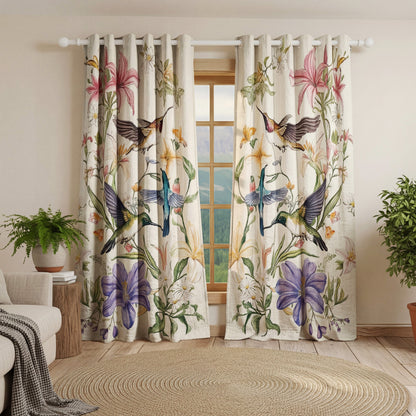 Shineful Quilted Curtain Hummingbird Winged Bloom