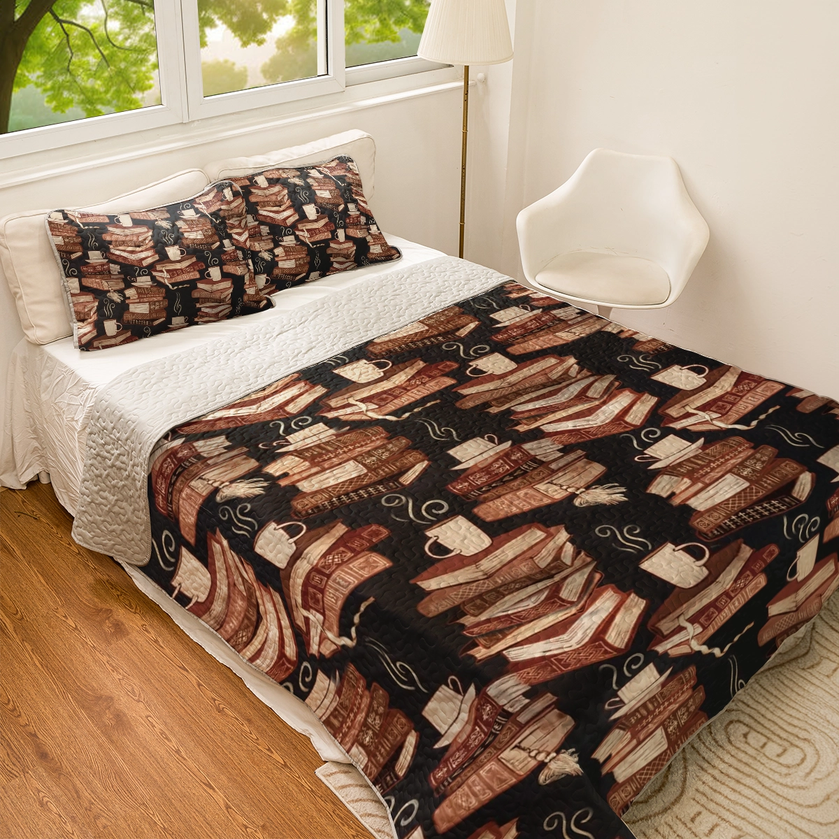 Shineful All Season Quilt 3-Piece Set - Book Lovers' Cozy Night