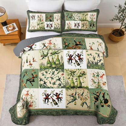 Shineful All Season Quilt 3-Piece Set Wine Irish Dance Dream