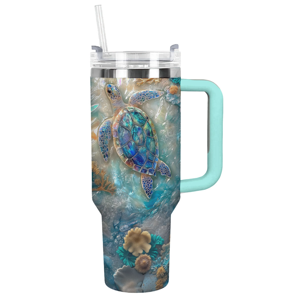 Shineful Glossy Tumbler - Azure Haven Sea Turtle