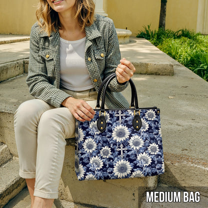 Shineful Leather Bag Midnight Blue Sunflower Cross